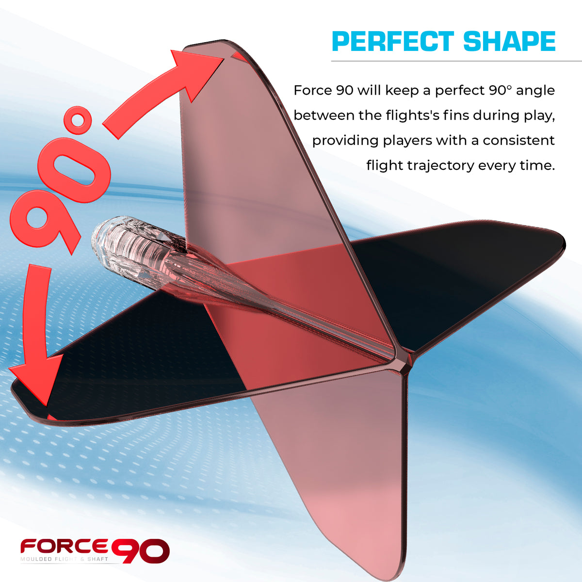 Force 90 Gradient - Moulded Flight & Shaft System - Standard No2 - Red