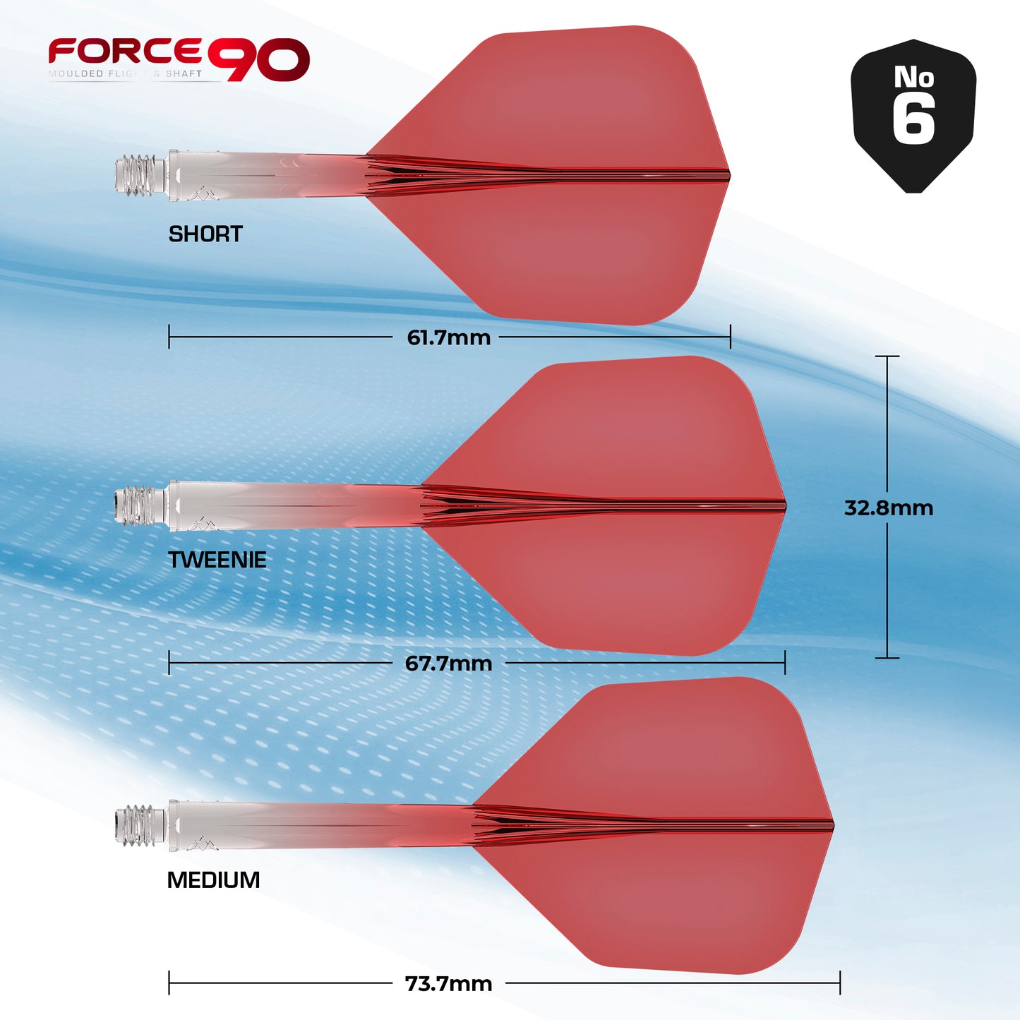 Mission Force 90 Gradient - Moulded Flight & Shaft System - Standard No6 - Red