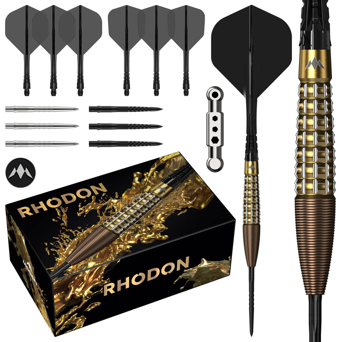 Mission Rhodon Darts - Steel Tip - 95% Tungsten - Bronze & Gold PVD