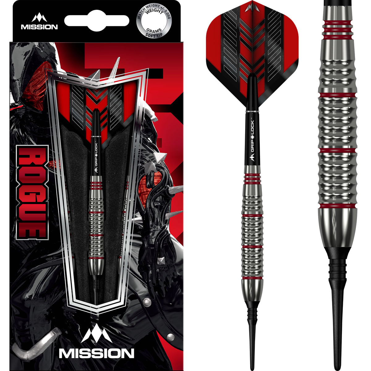 Rogue Darts - Soft Tip - Brass - Silver & Red Coated