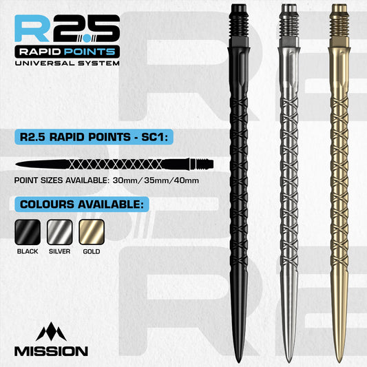 R2.5 Rapid Dart Points - Steel Tip - SC1