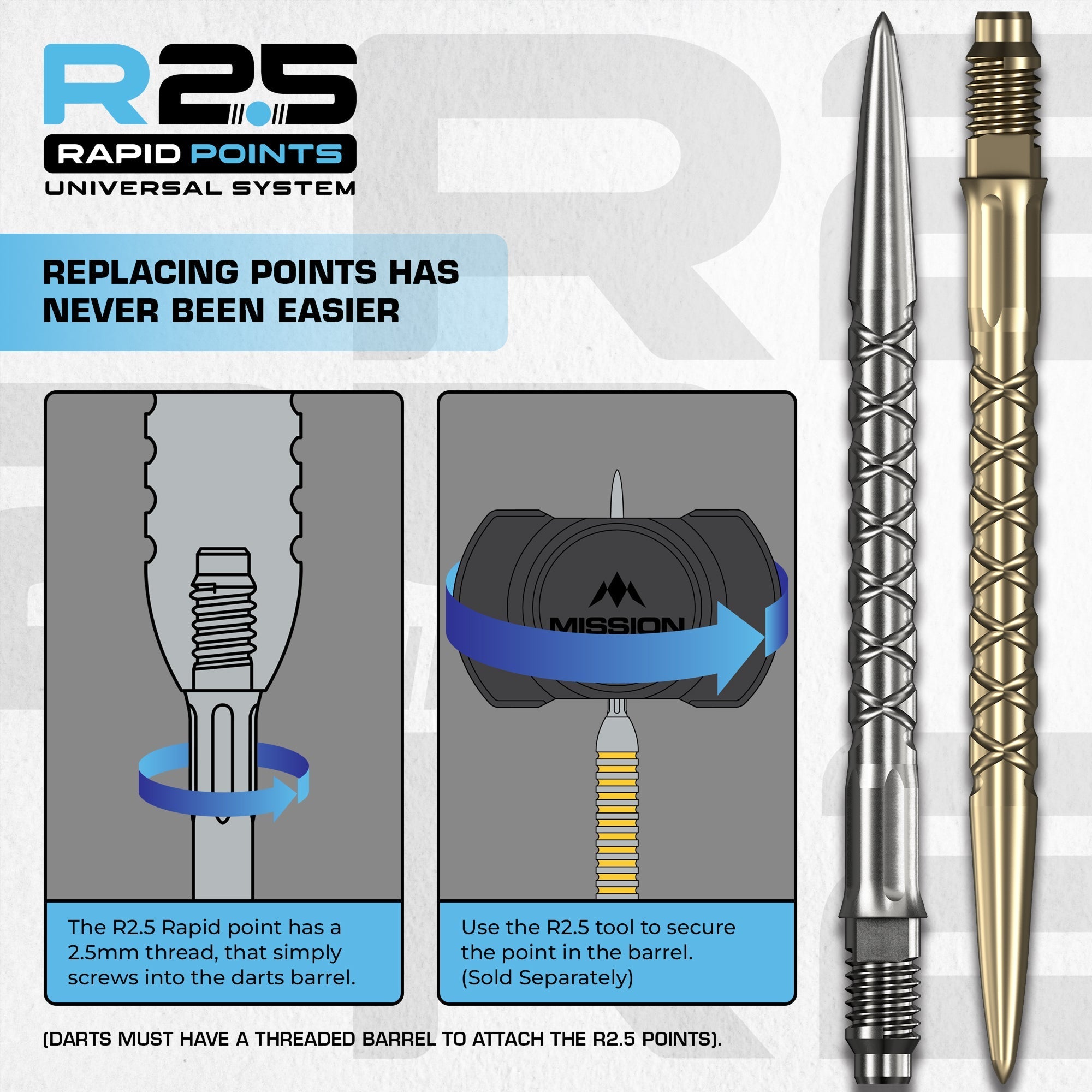 R2.5 Rapid Dart Points - Steel Tip - SC1