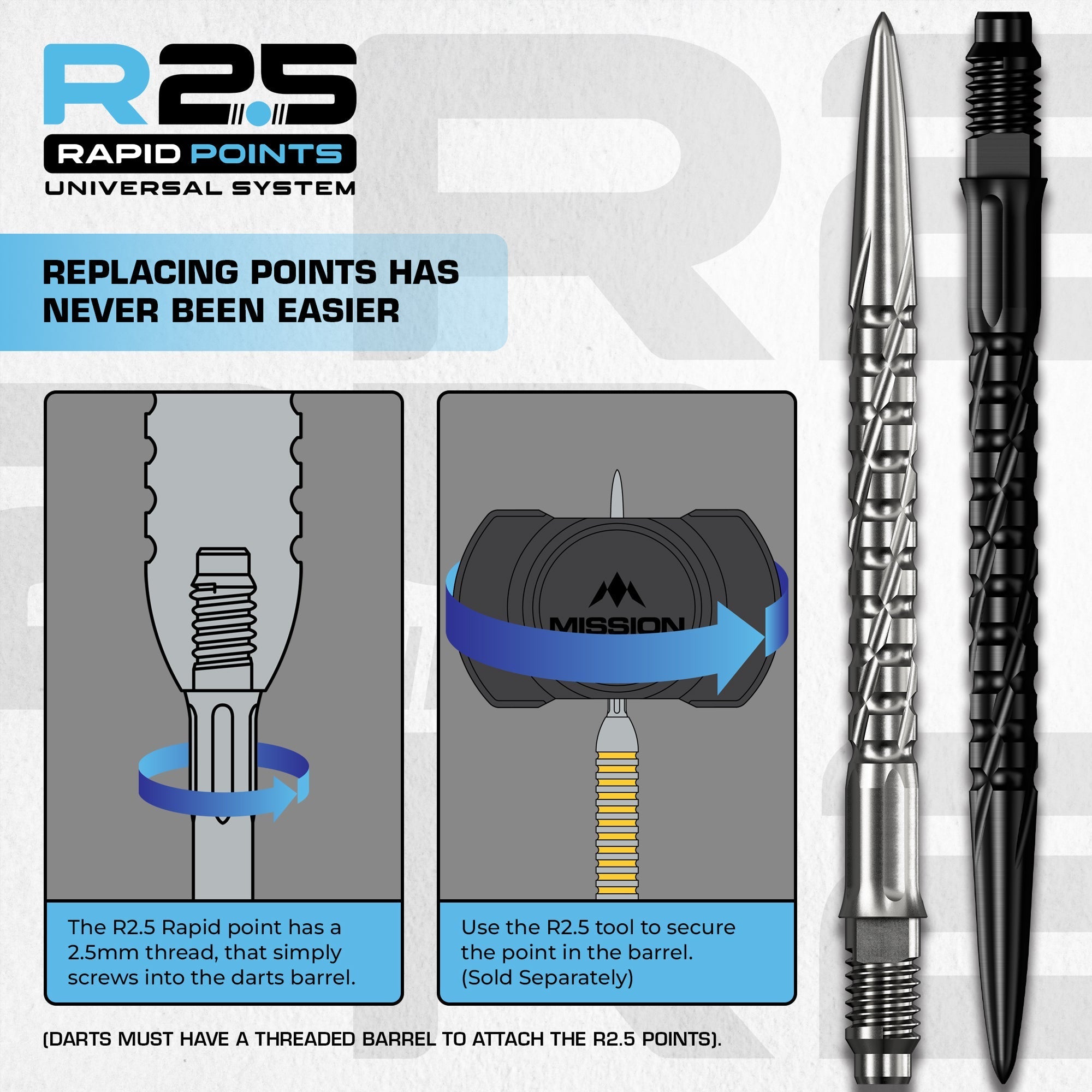 R2.5 Rapid Dart Points - Steel Tip - SG2