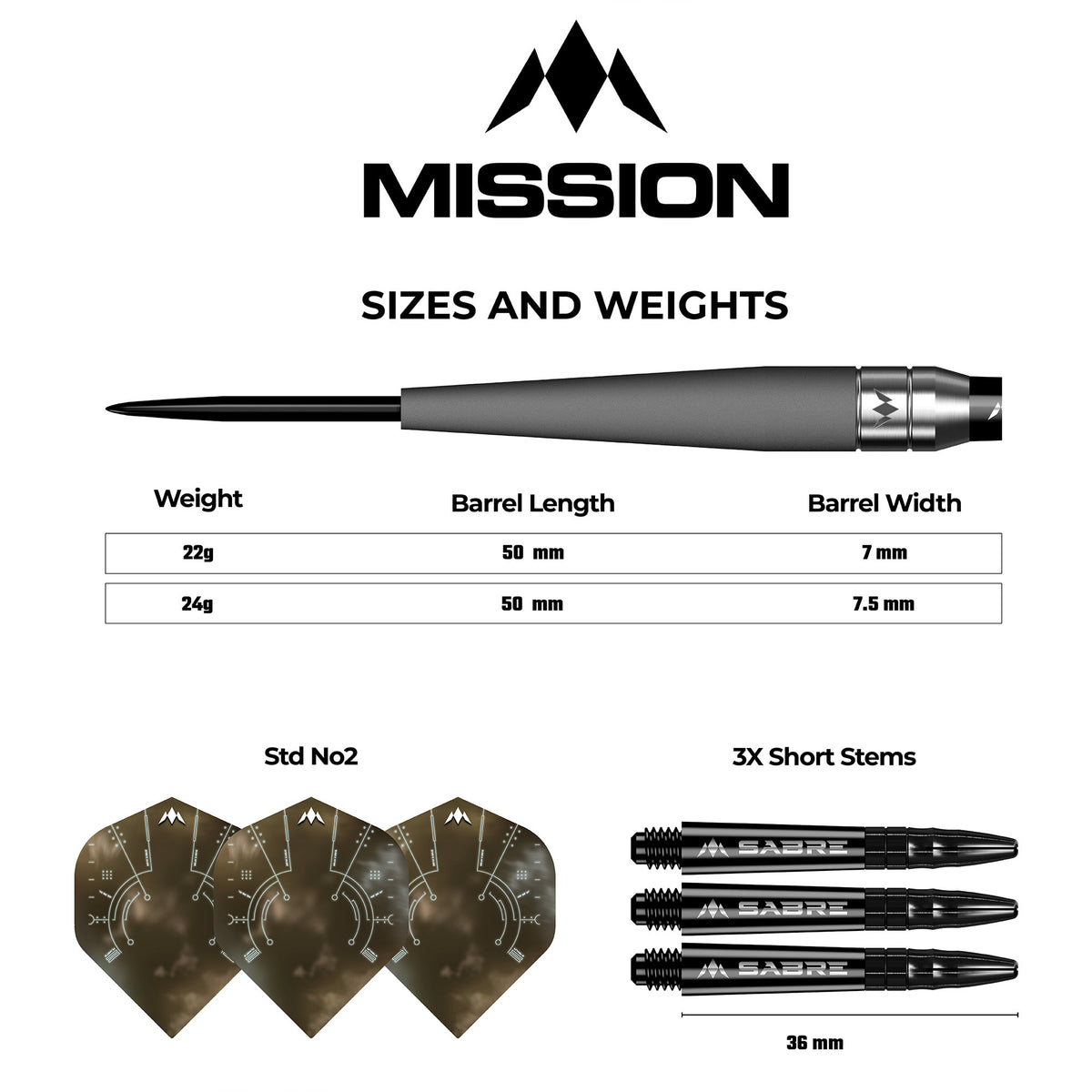 Saturn Darts - Steel Tip - 90% Tungsten - Titan