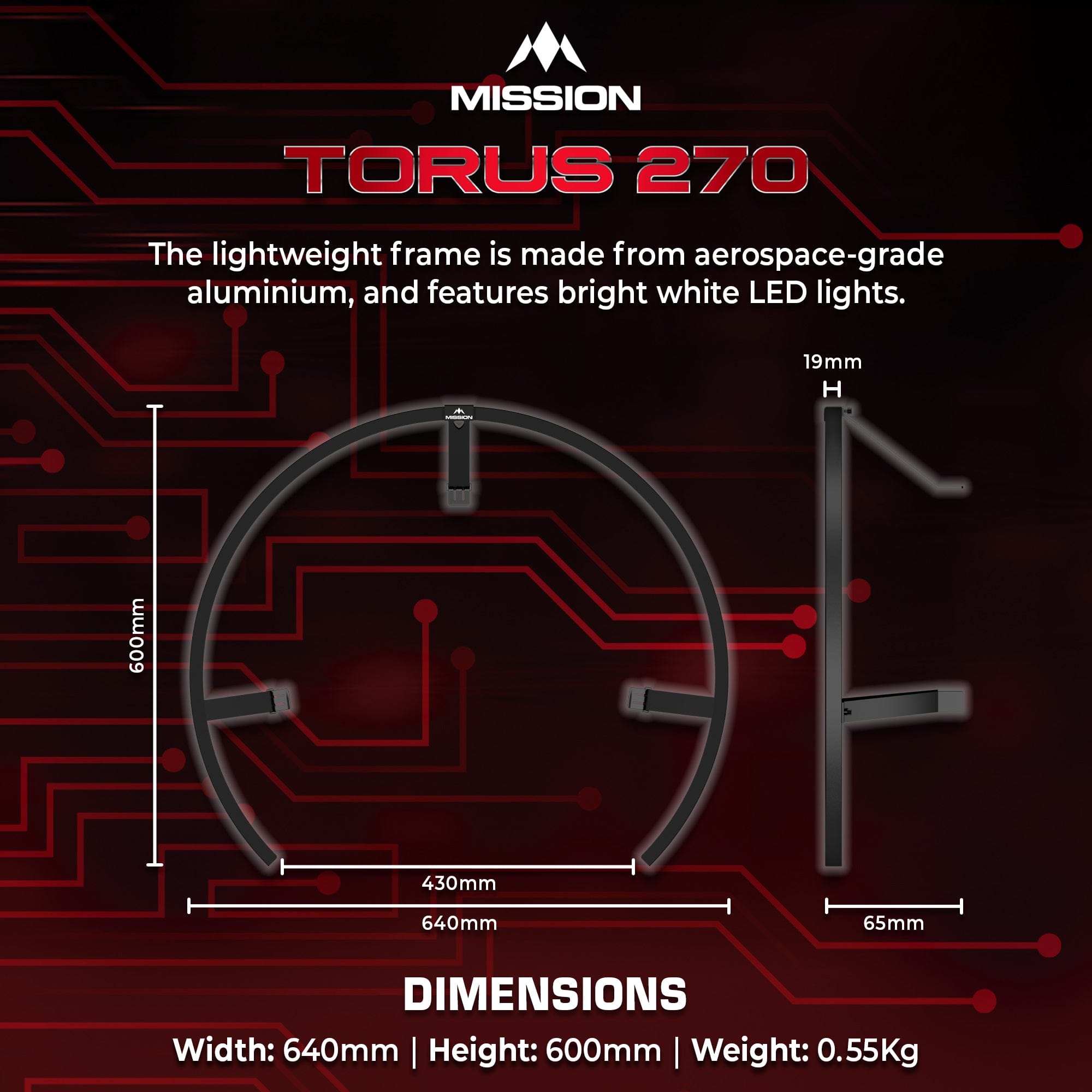 Mission Torus 270 - Dartboard Lighting - USB-C