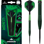 Venom Darts - Steel Tip - 90% Tungsten - Black & Green Electro