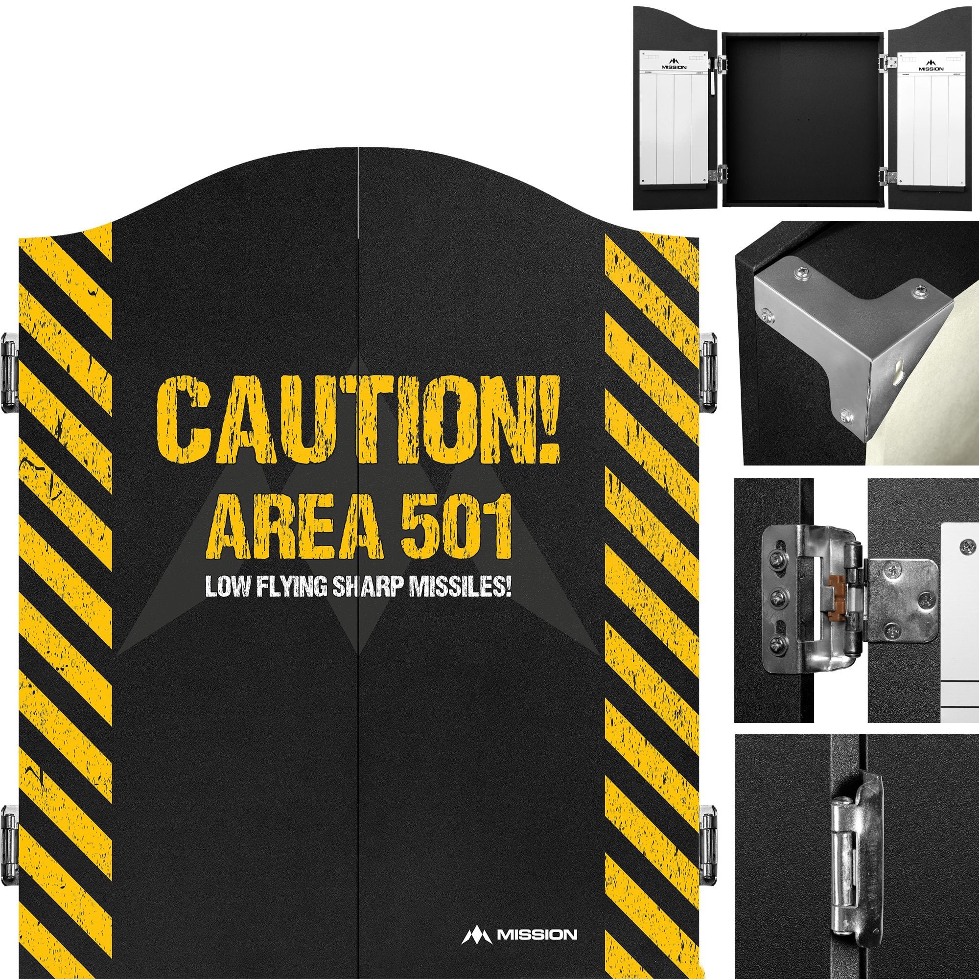 Mission Dartboard Cabinet - Deluxe Quality - Area 501 - Caution