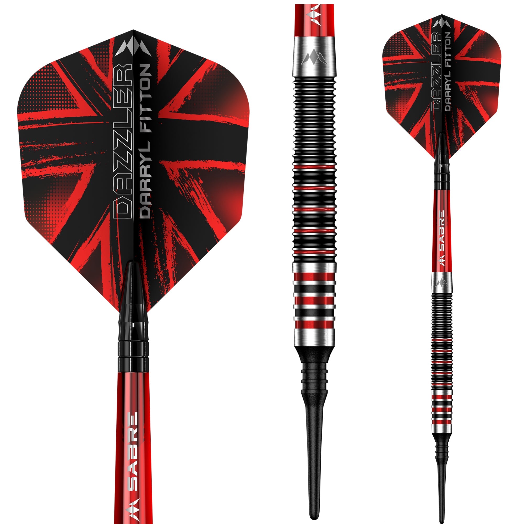 Mission Darryl Fitton Darts - Soft Tip - Electro Black & Red - The Dazzler - 18g