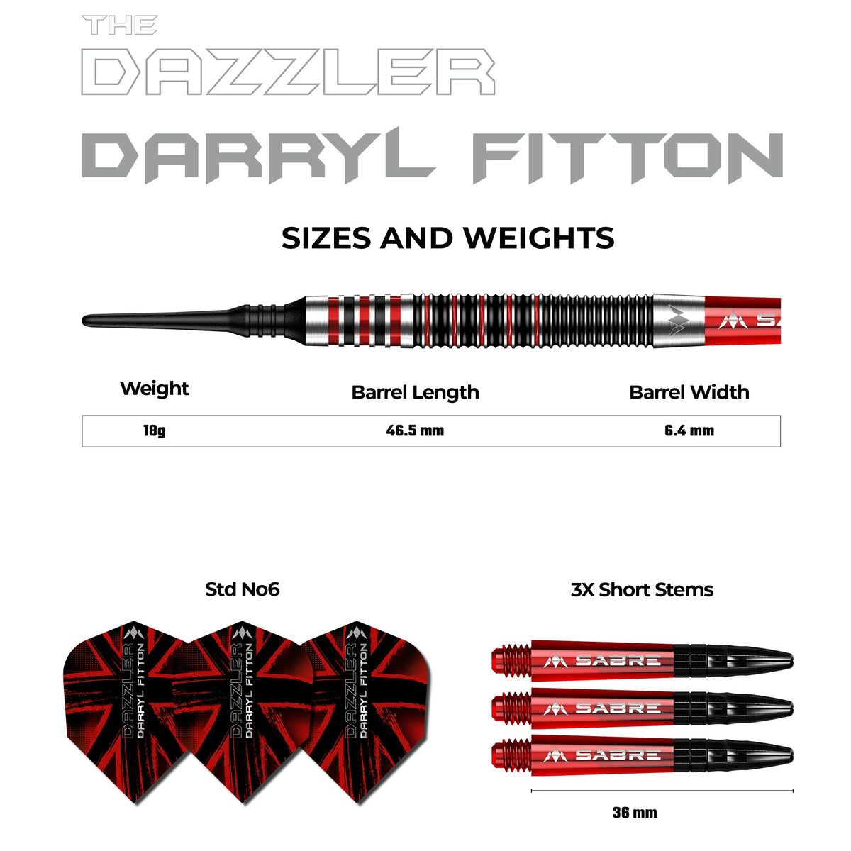Darryl Fitton Darts - Soft Tip - Electro Black & Red - The Dazzler - 18g