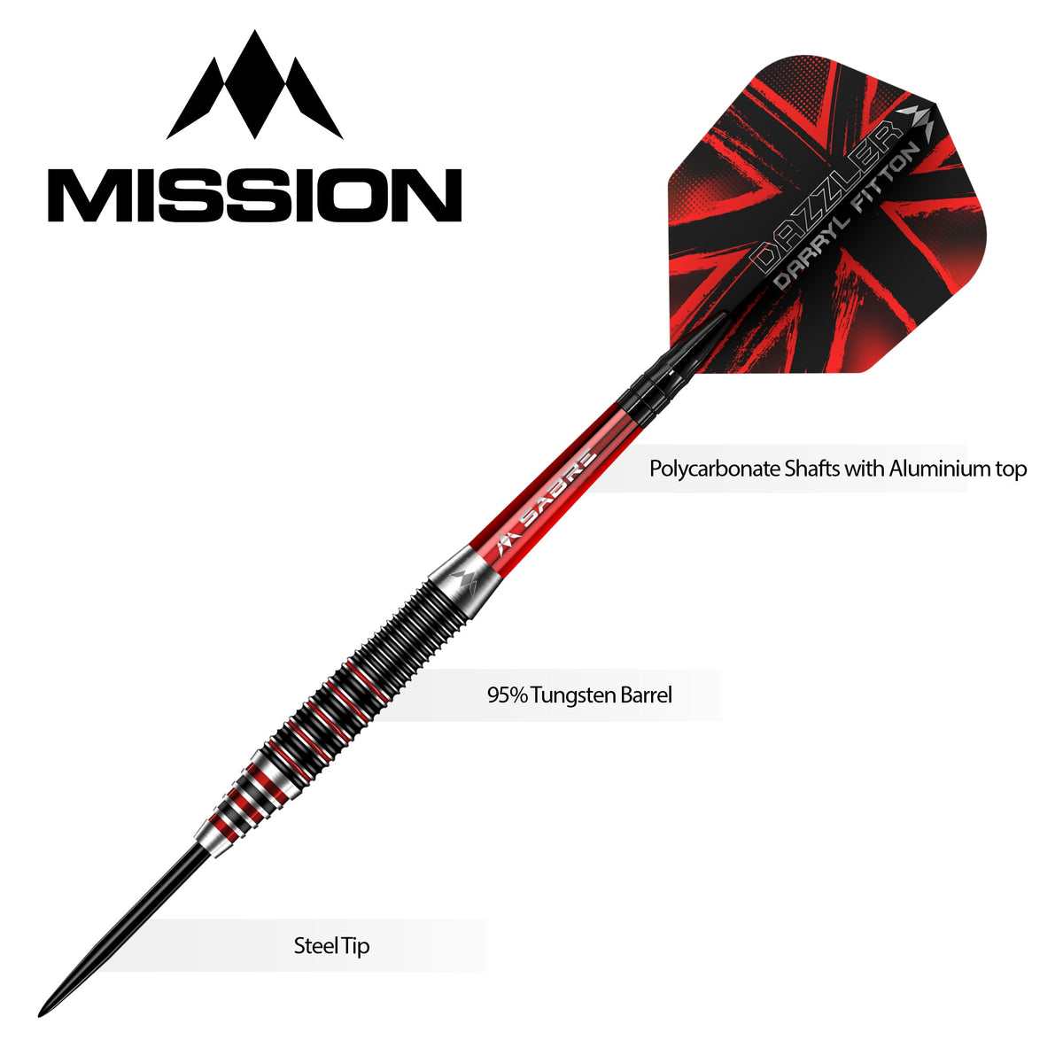 Darryl Fitton Darts - Steel Tip - Electro Black & Red - The Dazzler