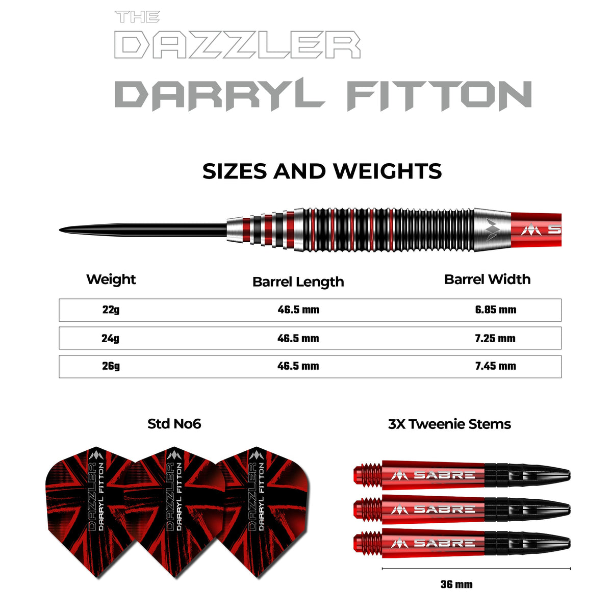 Darryl Fitton Darts - Steel Tip - Electro Black & Red - The Dazzler