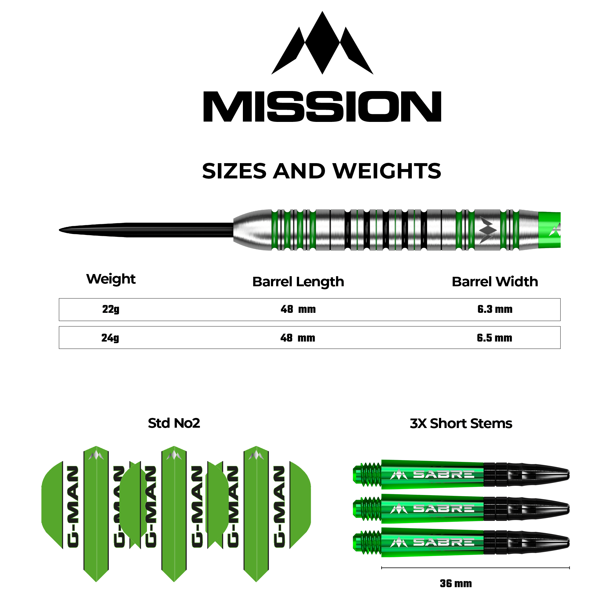 Graham Hall Darts - Steel Tip - 90% - Black & Green – Mission Darts Graham Hall Darts - Steel Tip - 90% - Black & Green – Mission Darts