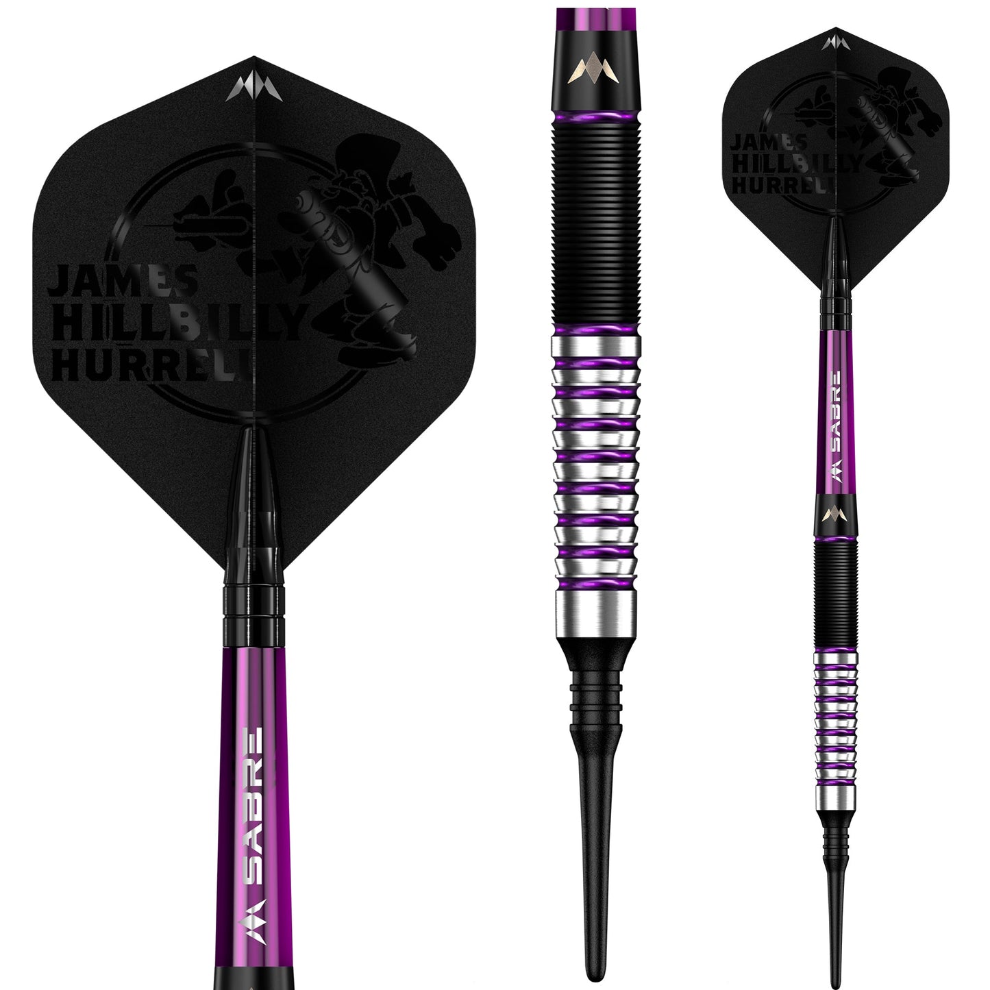 Mission James Hurrell Darts - Soft Tip - Hillbilly - Black & Purple - 18g