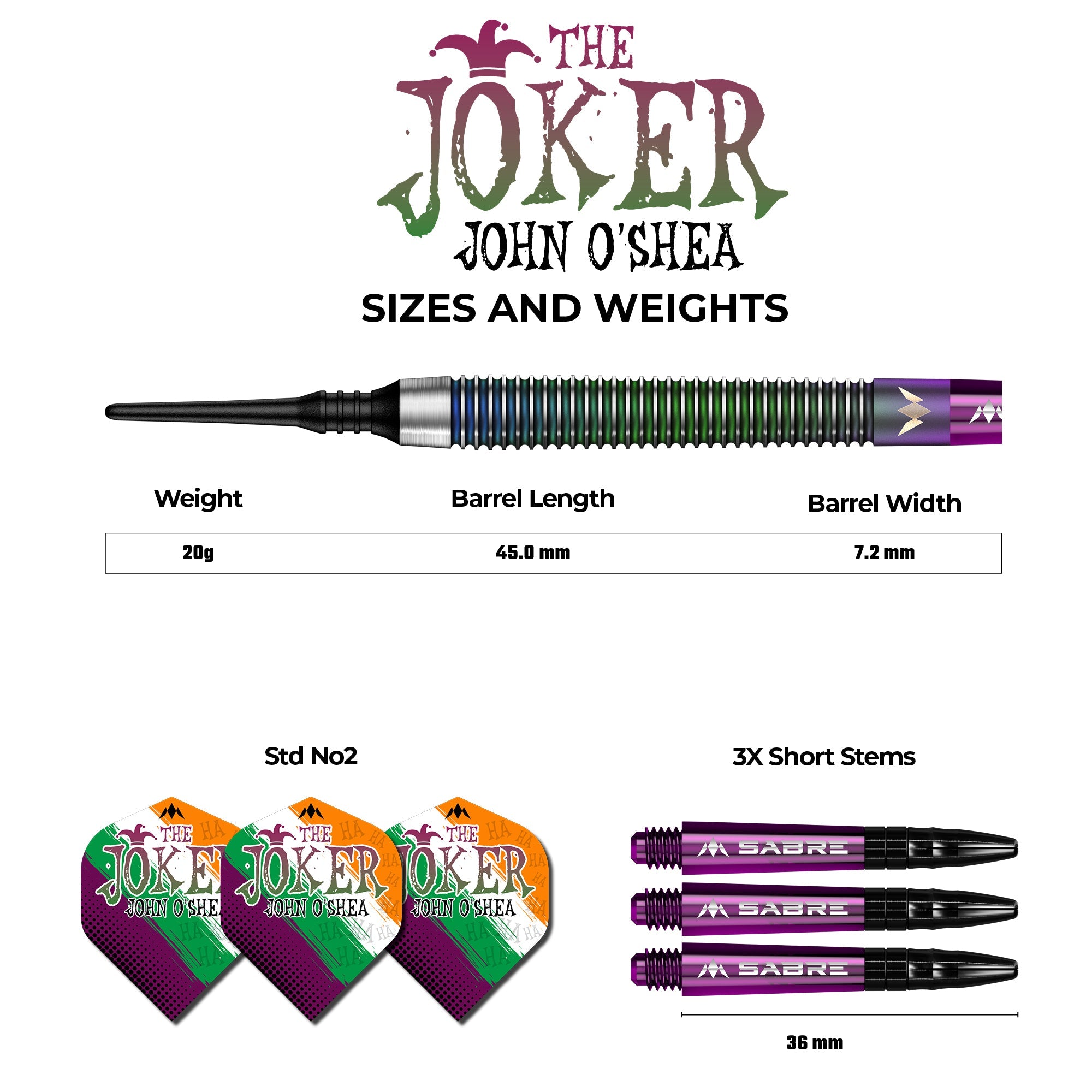 Mission John O'Shea Darts - Soft Tip - The Joker - Coral - 20g