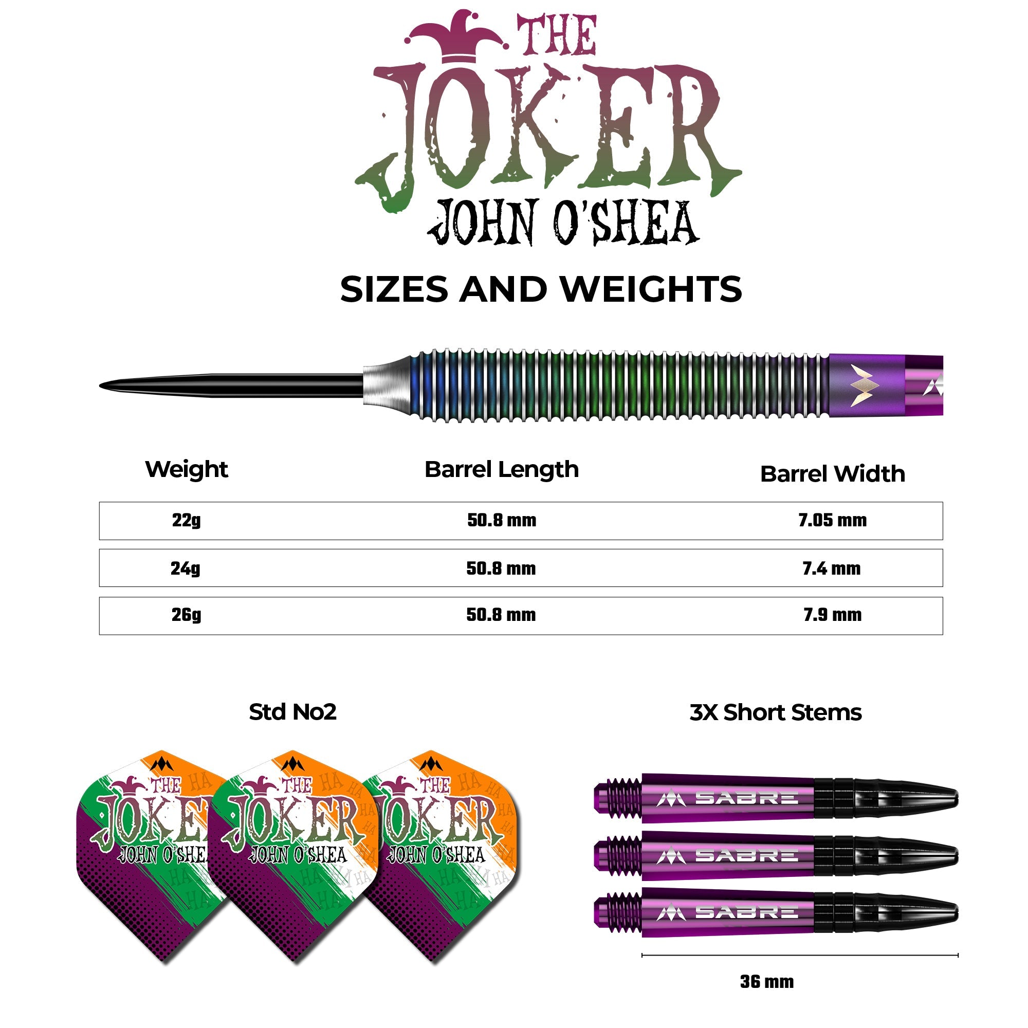 Mission John O'Shea Darts - Steel Tip - The Joker - Coral