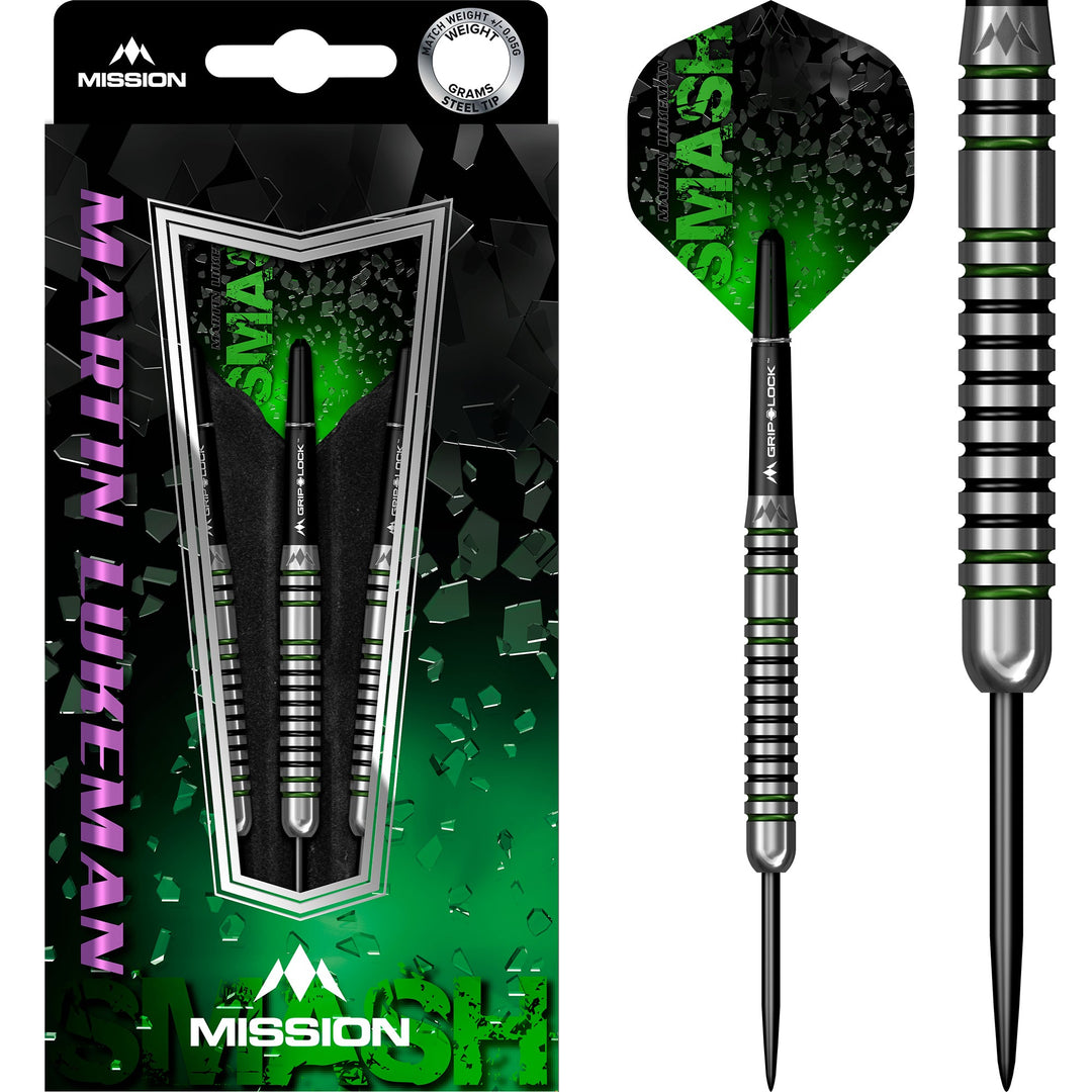 Mission Martin Lukeman Darts - Steel Tip - Black & Green – Mission Darts