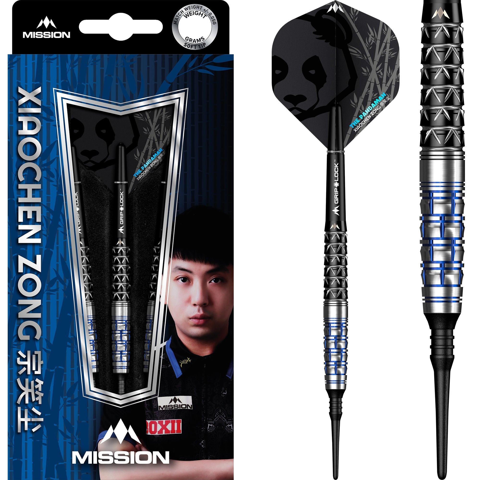 Mission Xiaochen Zong Darts - Soft Tip - Black & Blue