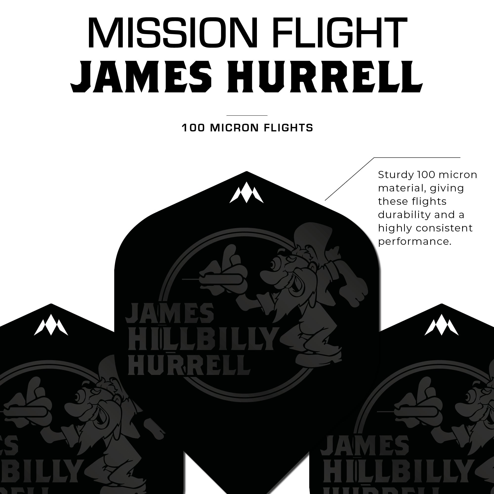 Mission Solo Dart Flights - 100 Micron - No2 - Std - James Hurrell - Hillbilly