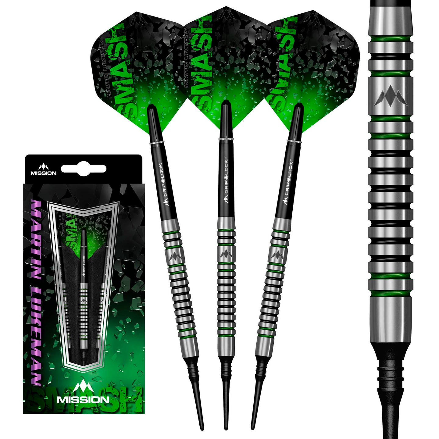 Mission Martin Lukeman Darts - Soft Tip - Black & Green - 20g – Mission ...