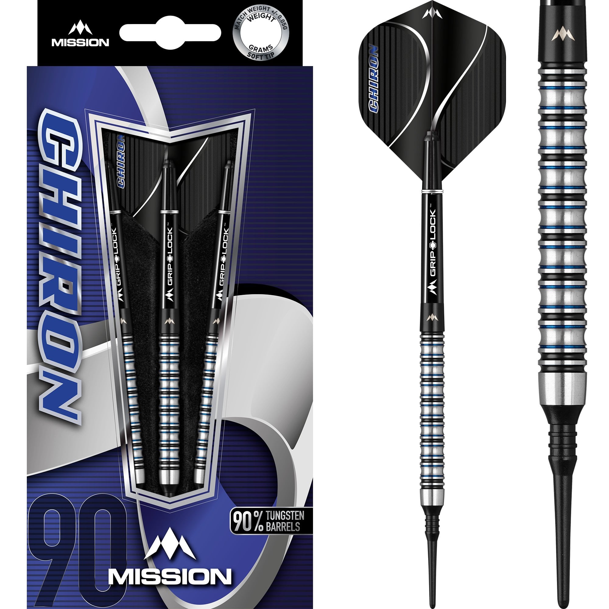 Mission Chiron Darts - Soft Tip - M1 - Electro Black & Blue