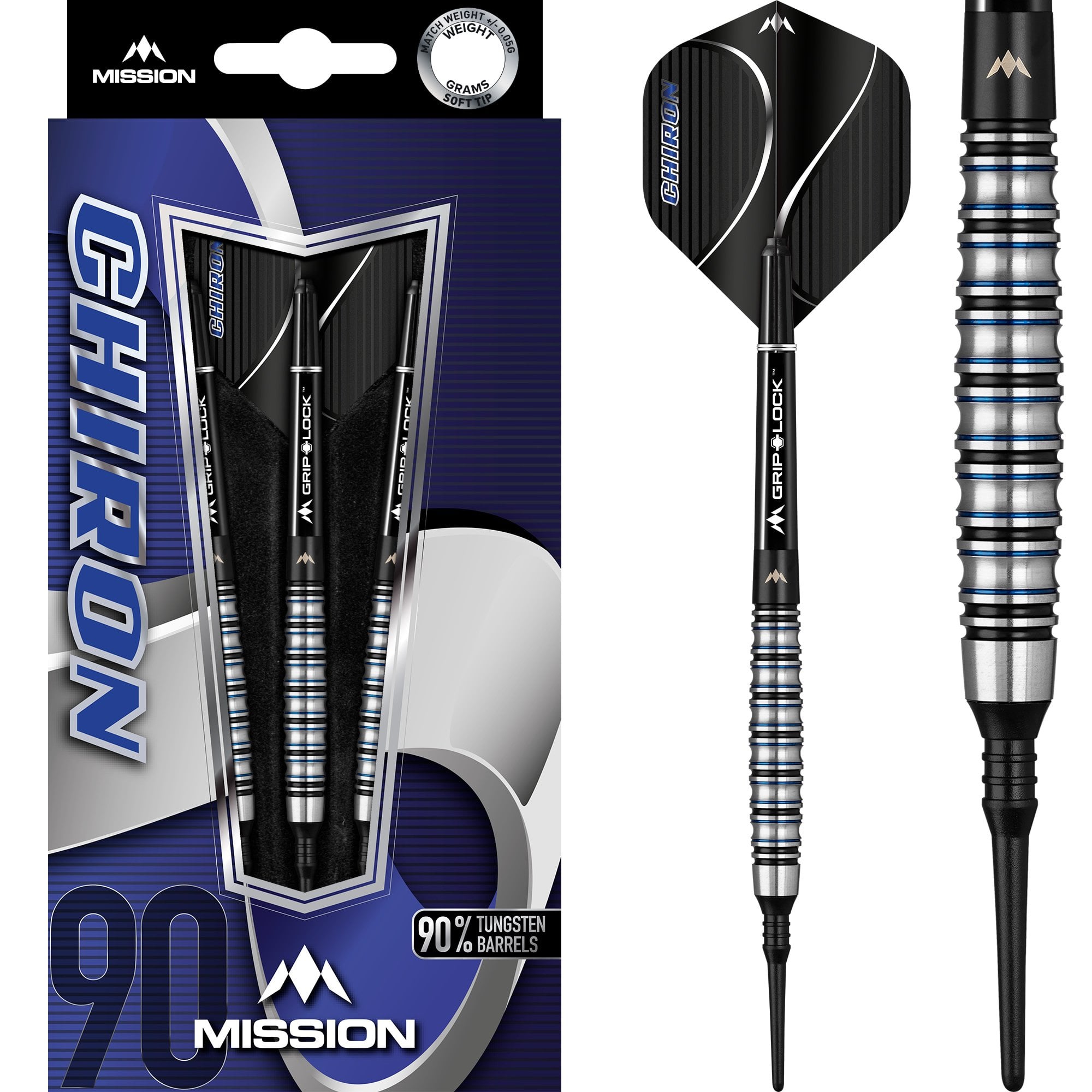 Mission Chiron Darts - Soft Tip - M2 - Electro Black & Blue