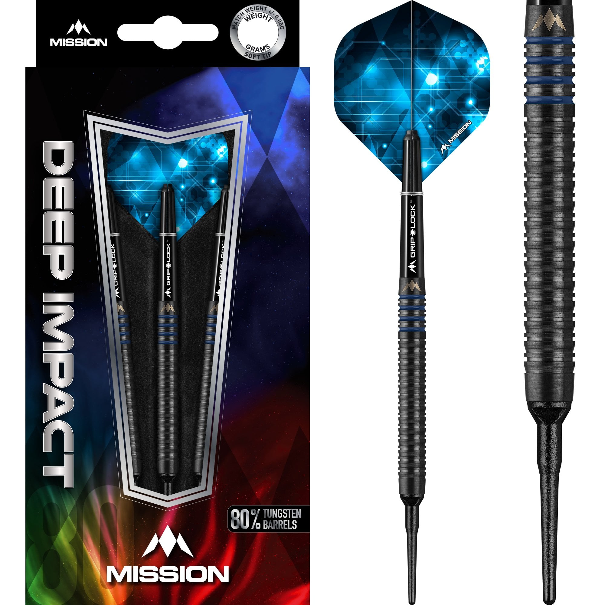 Mission Deep Impact Darts - Soft Tip - Black - M4 - Blue