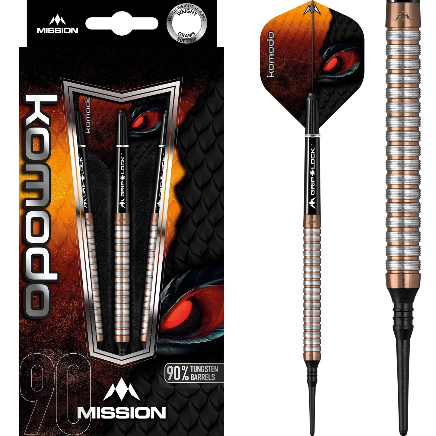 Mission Komodo GX Darts - Soft Tip - Micro - M1 - Rose Gold