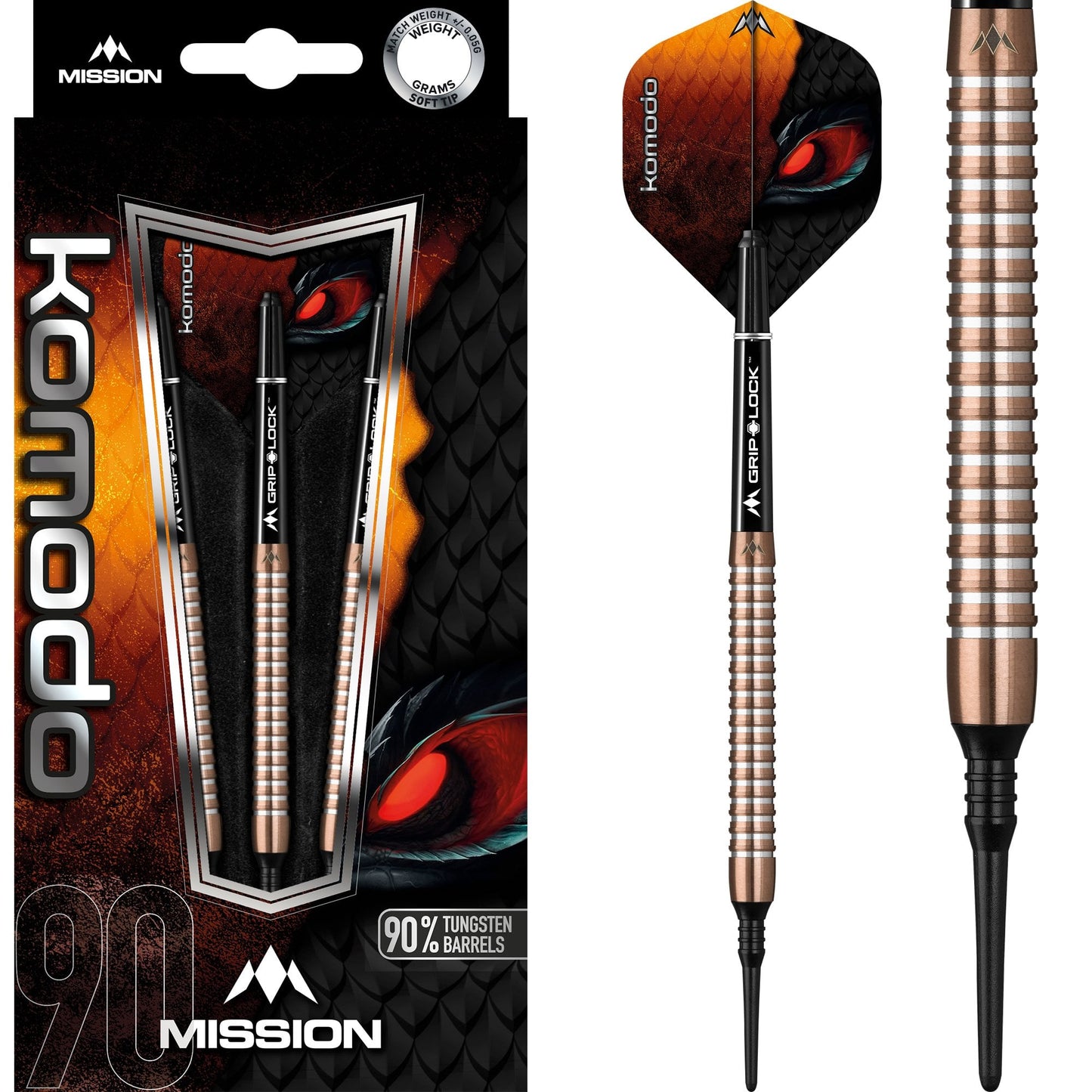 Mission Komodo RX Darts - Soft Tip - Shark - M3 - Rose Gold