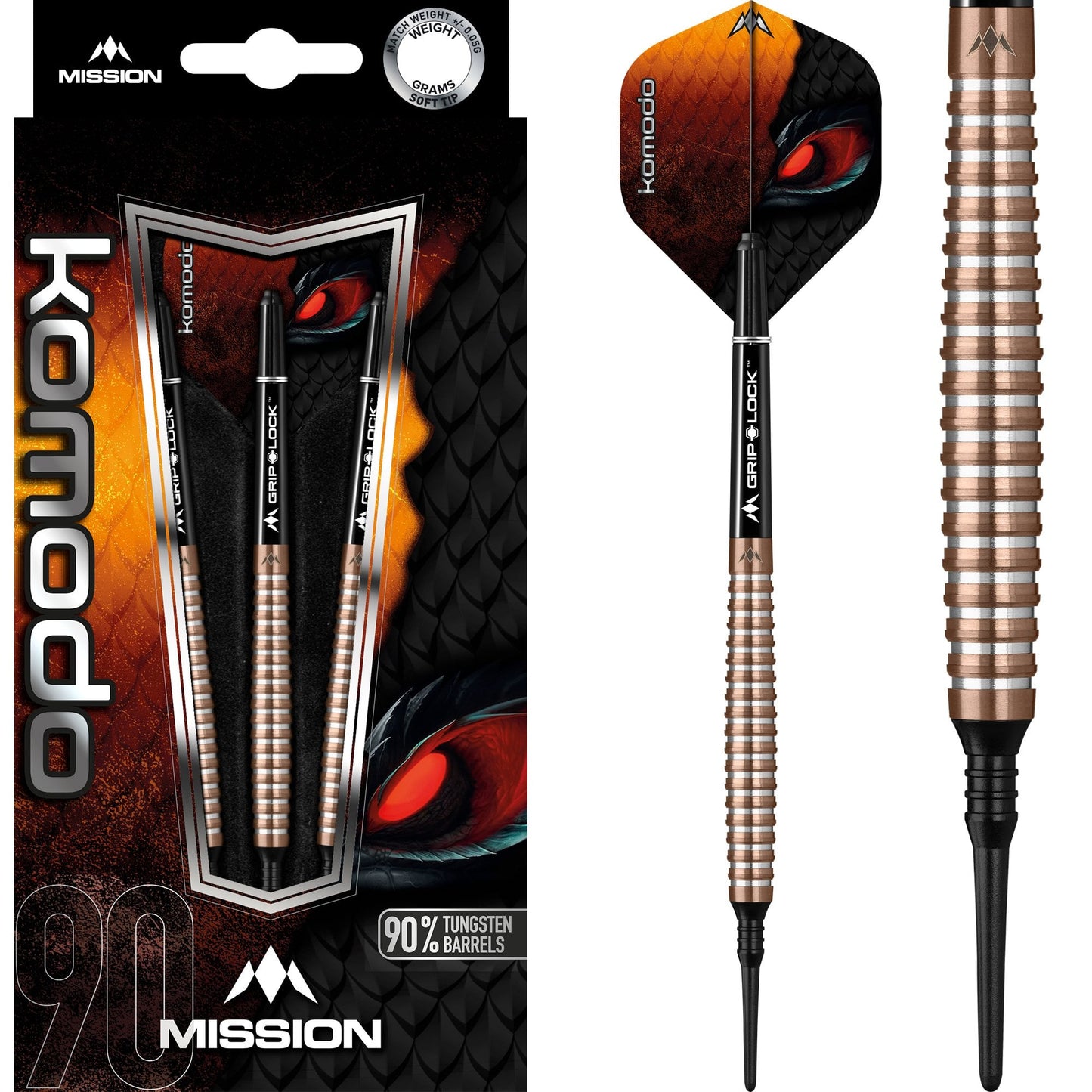 Mission Komodo RX Darts - Soft Tip - Shark - M4 - Rose Gold