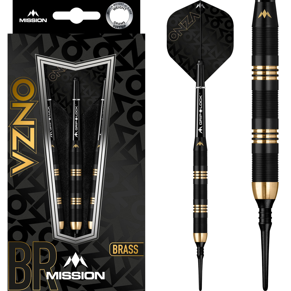 Onza Darts - Soft Tip Brass - M1 - Black & Gold