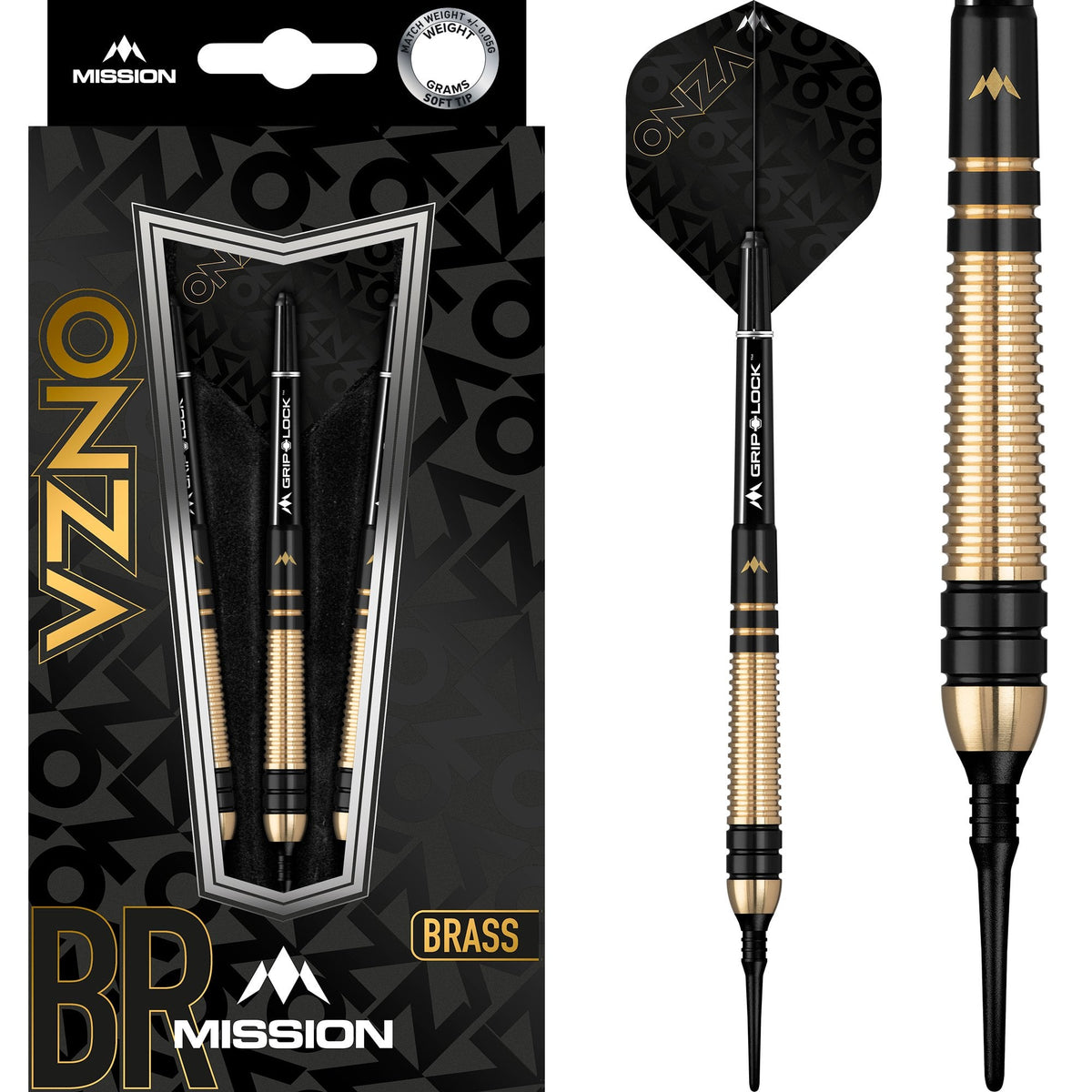 Onza Darts - Soft Tip Brass - M2 - Black & Gold