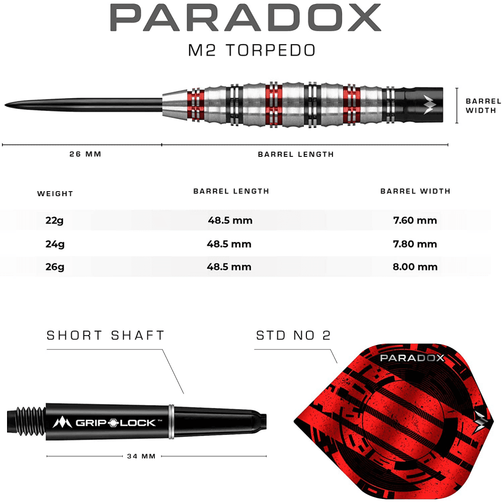 Mission Paradox Darts - Soft Tip - Straight - M1 - Electro Black & Red
