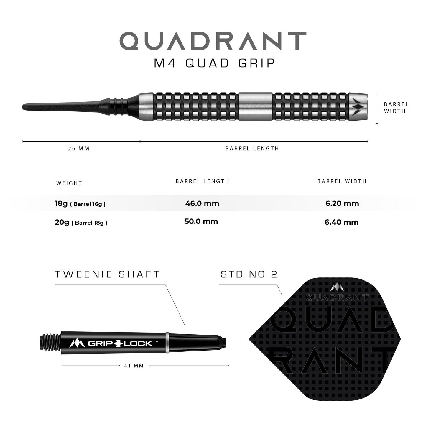 Mission Quadrant Darts - Soft Tip - M4 - Quad Grip