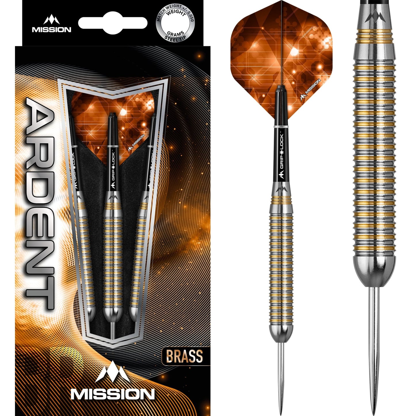 Mission Ardent Darts - Steel Tip Brass - M1 - Linear Ringed - 23g