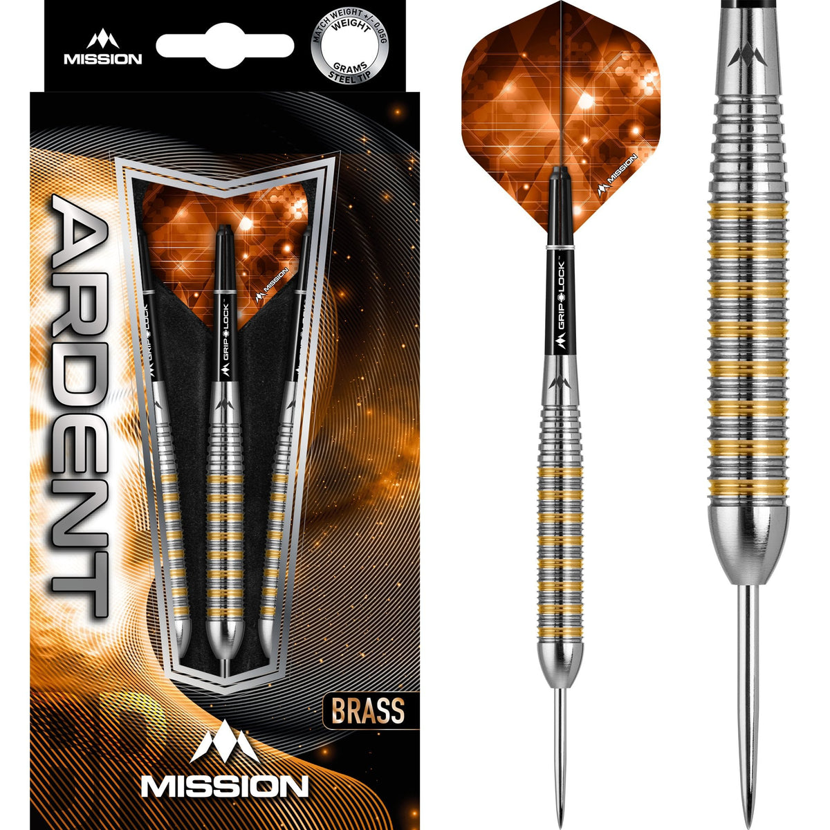 Ardent Darts - Steel Tip Brass - M2 - Front Ring Grip - 24g
