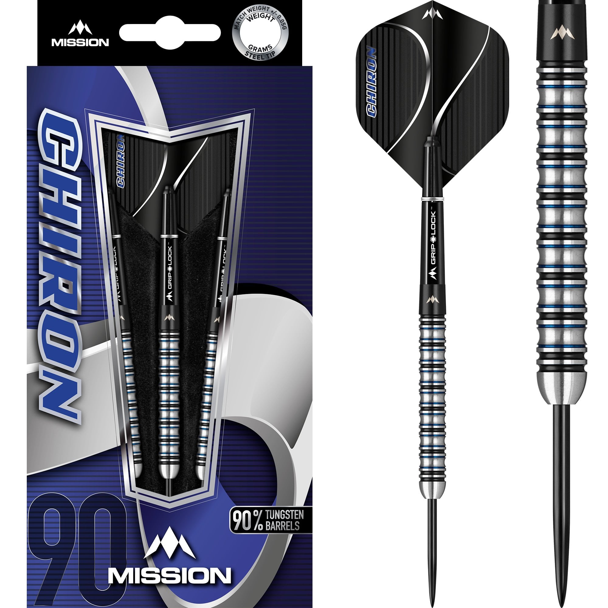 Mission Chiron Darts - Steel Tip - M1 - Electro Black & Blue