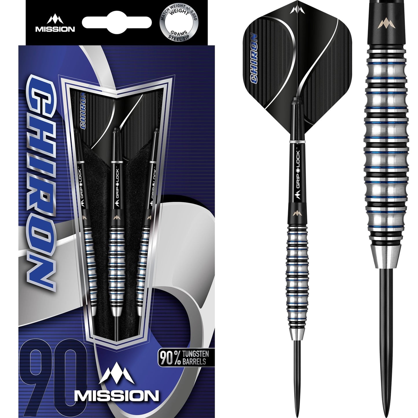 Mission Chiron Darts - Steel Tip - M2 - Electro Black & Blue