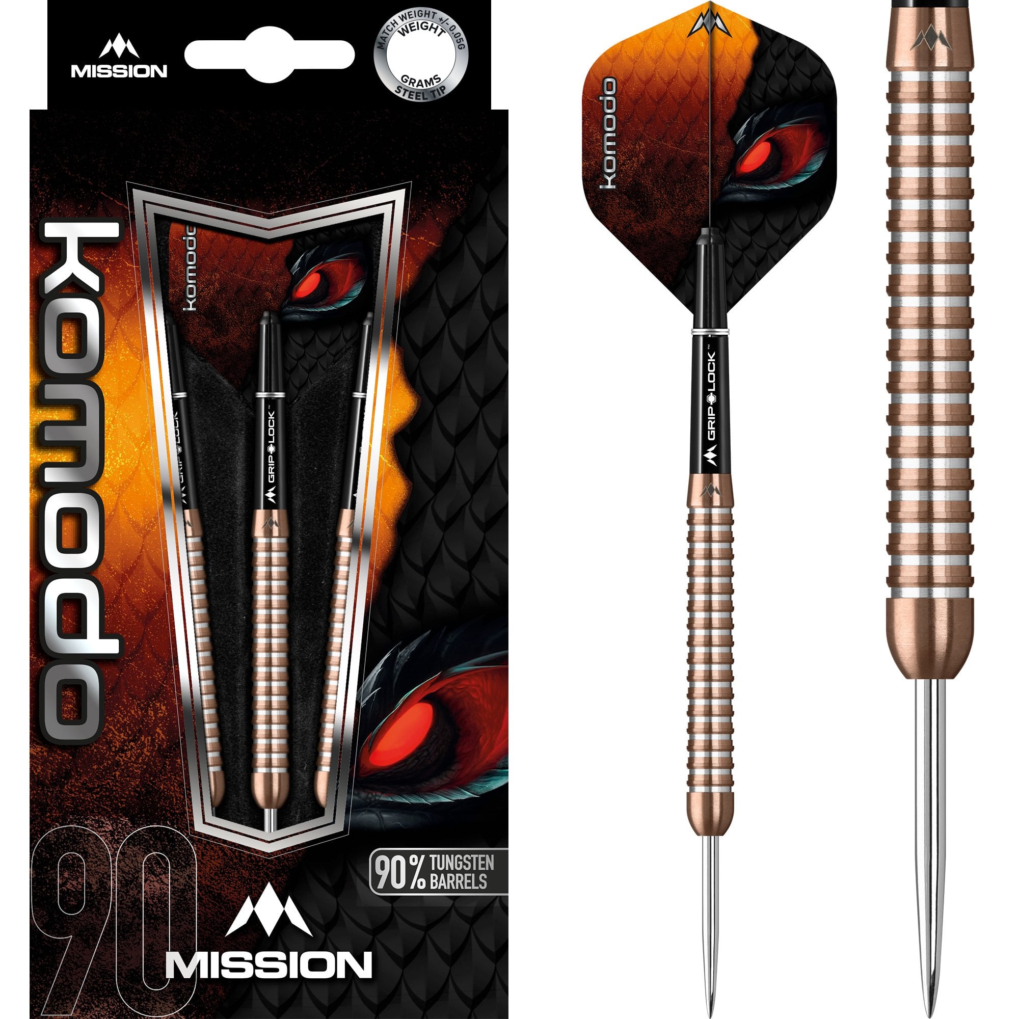 Mission Komodo RX Darts - Steel Tip - Shark - M3 - Rose Gold