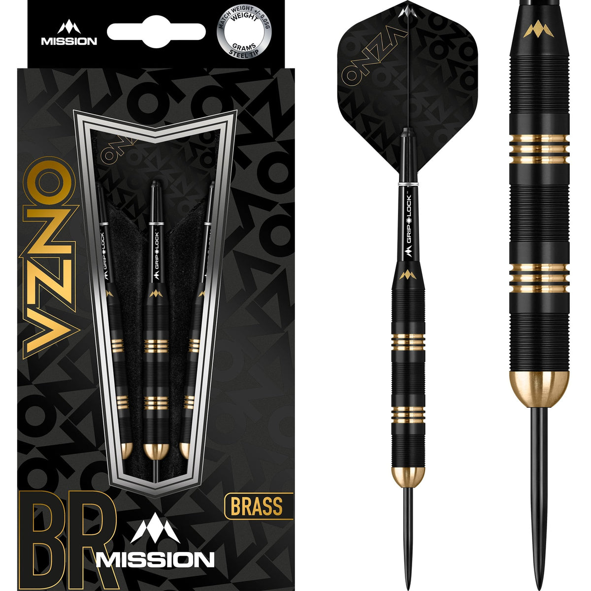 Onza Darts - Steel Tip Brass - M1 - Black & Gold