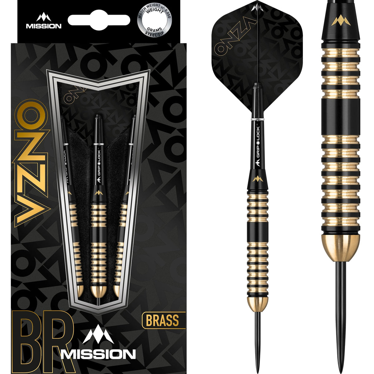 Onza Darts - Steel Tip Brass - M4 - Black & Gold