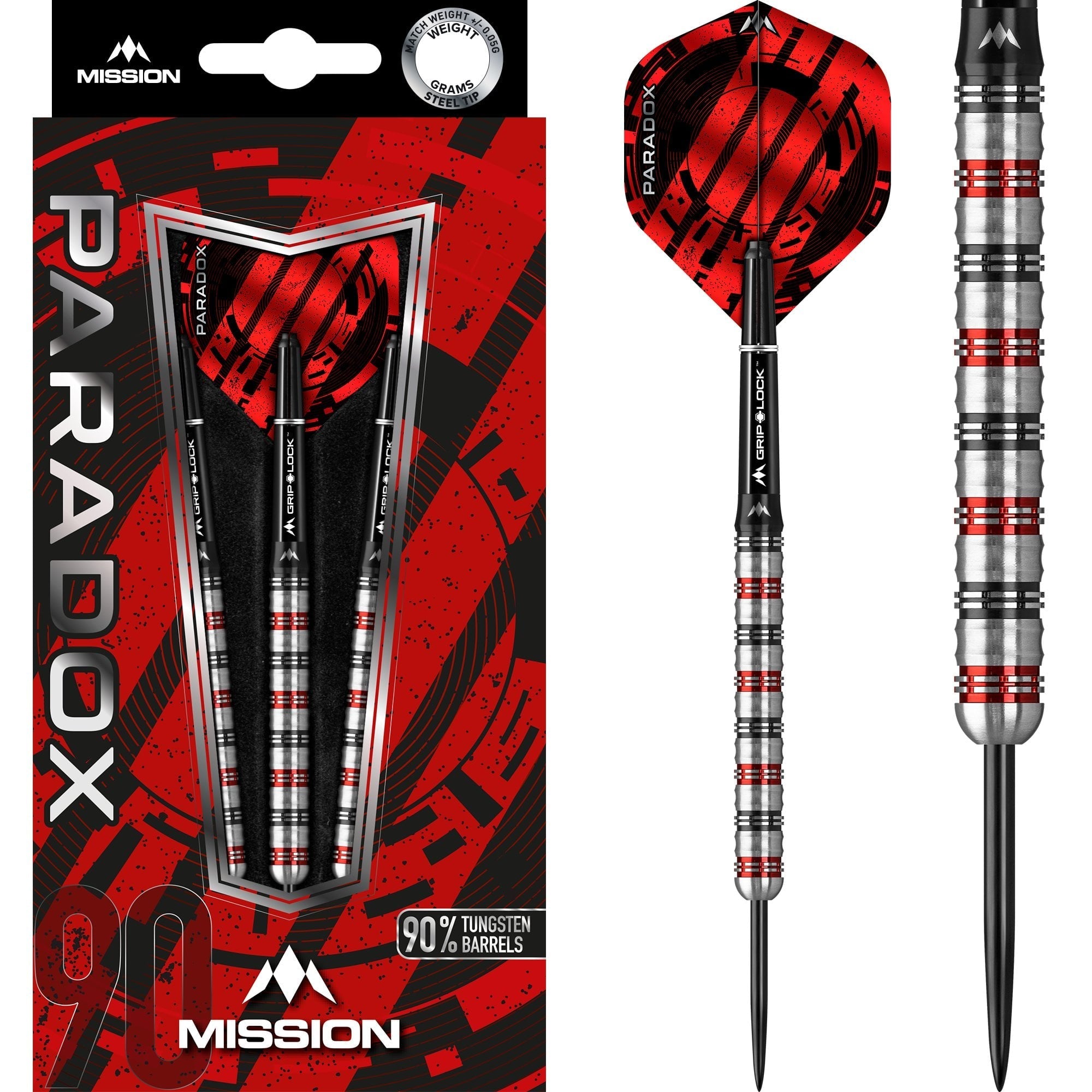 Mission Paradox Darts - Steel Tip - Straight - M1 - Electro Black & Red