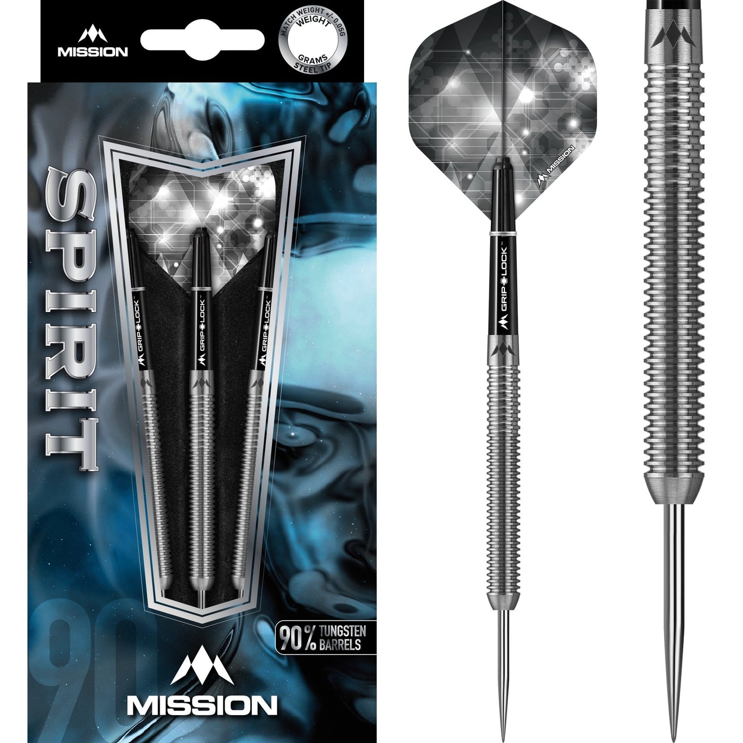 Mission Spirit Darts - Steel Tip - M3 - Twin Ring Grip