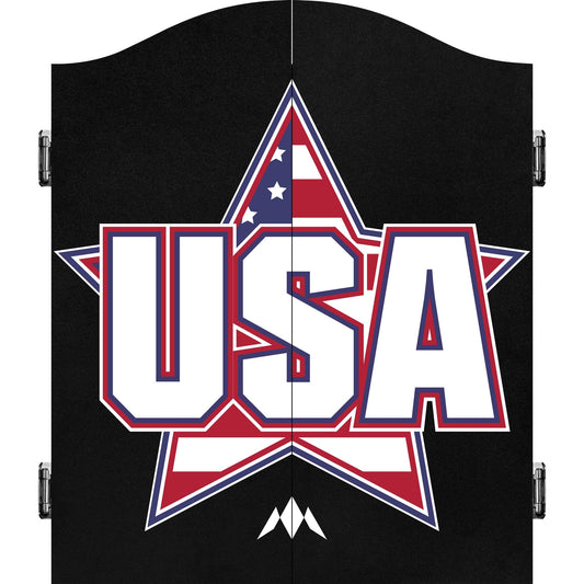 USA Dartboard Cabinet - C2 - Black - Stars and Stripes - Star