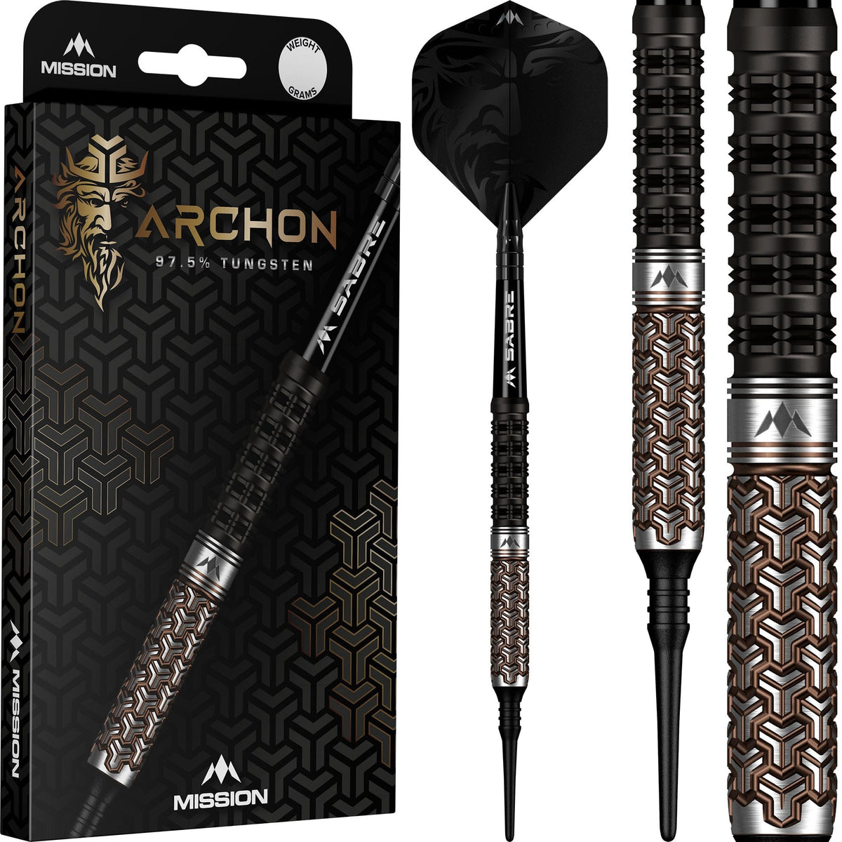 Mission Archon Darts - Soft Tip - 97.5% - Black & Bronze PVD 18g