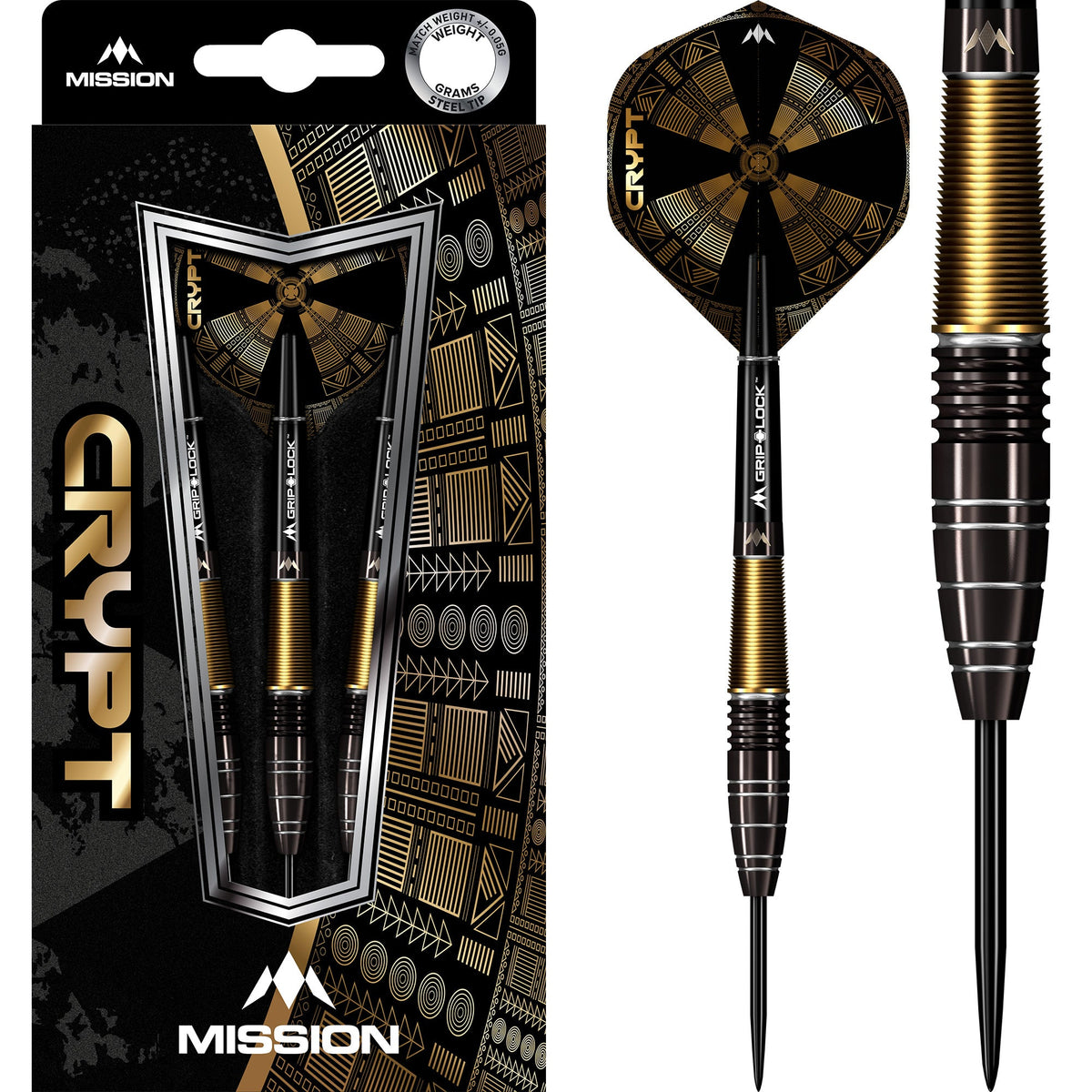 Crypt Darts - Steel Tip - M1 - Black & Gold