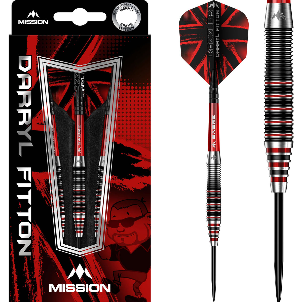 Darryl Fitton Darts - Steel Tip - Electro Black & Red - The Dazzler