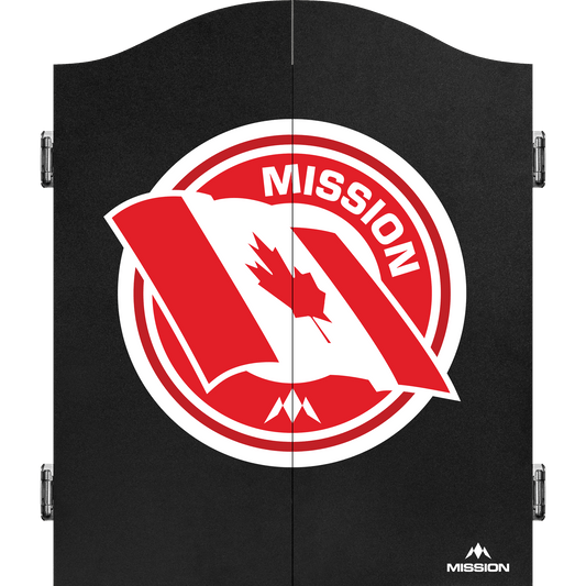 Mission Dartboard Cabinet - Canada Design - Black - Flying Flag