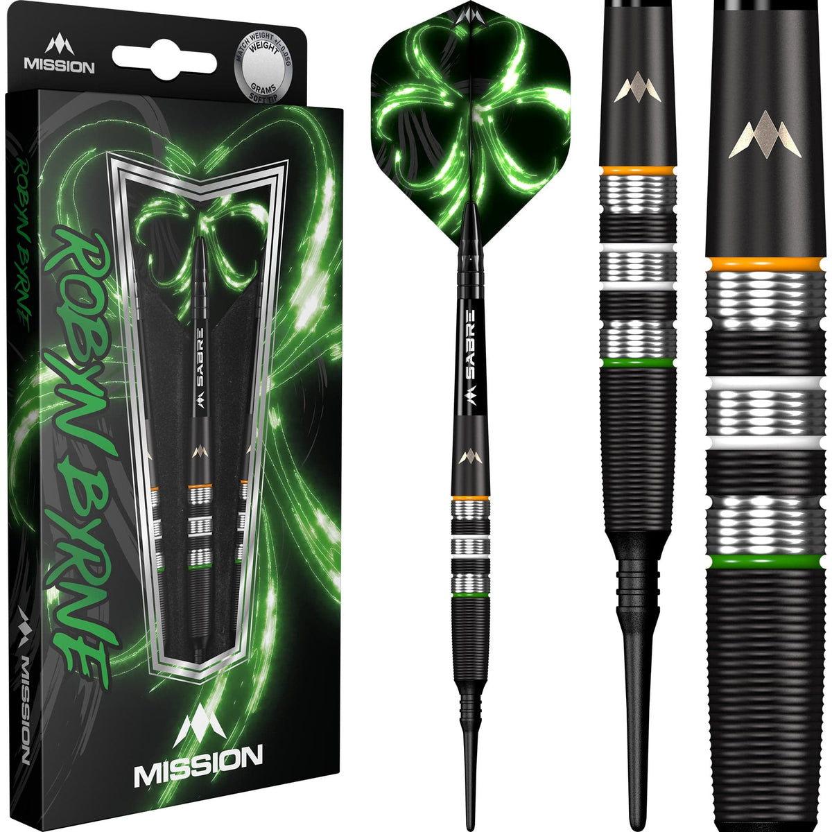 Mission Robyn Byrne Darts - Soft Tip - 90% - Black Titanium 18g