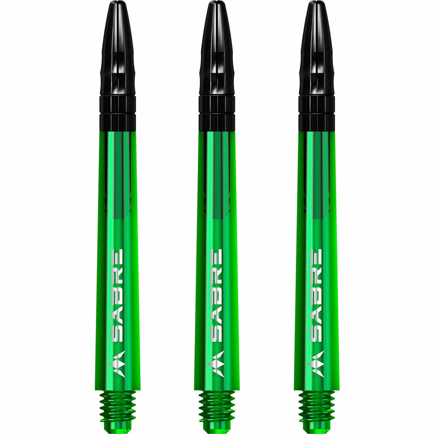 Mission Sabre Shafts - Polycarbonate Dart Stems - Green - Black Top Medium