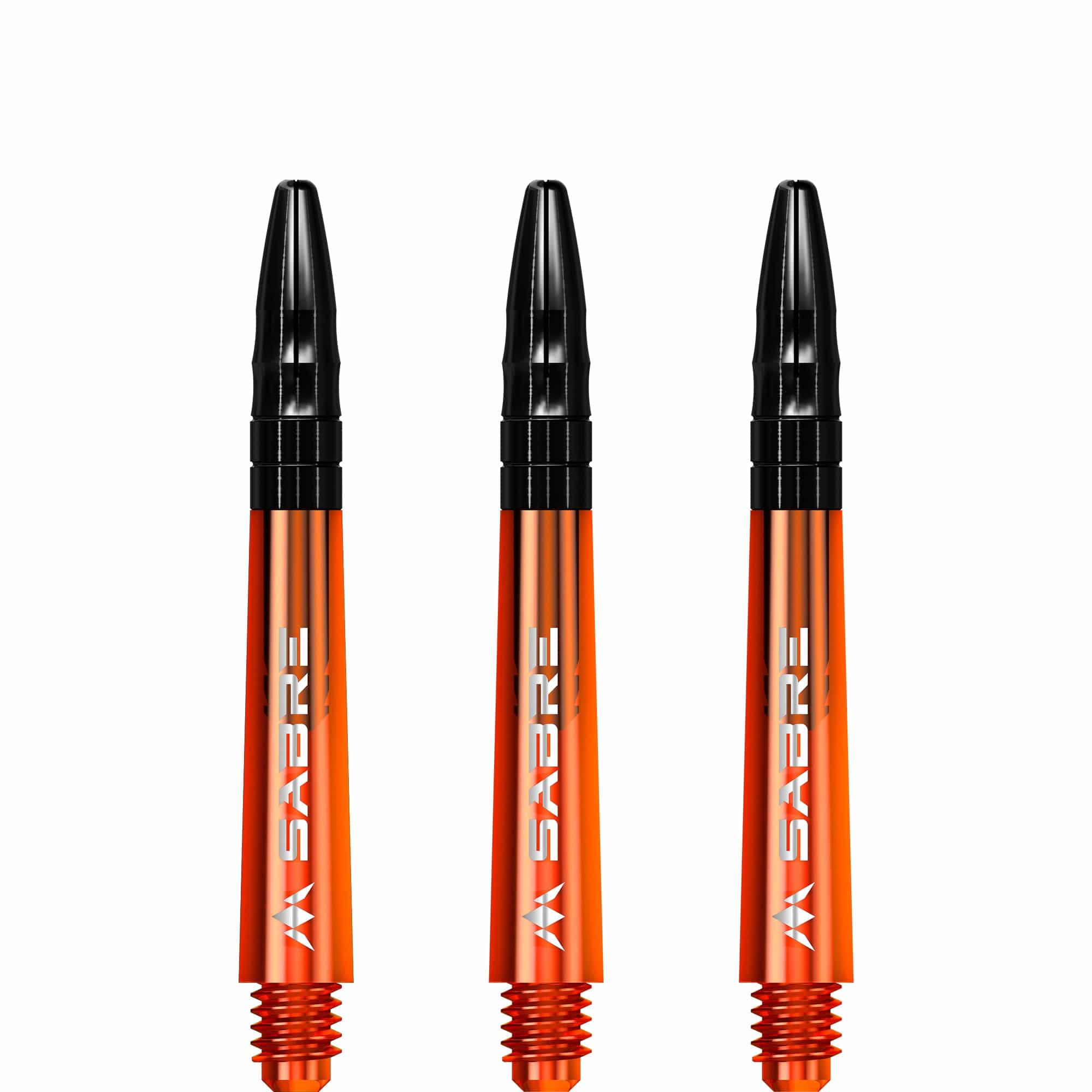 Mission Sabre Shafts - Polycarbonate Dart Stems - Orange - Black Top Tweenie